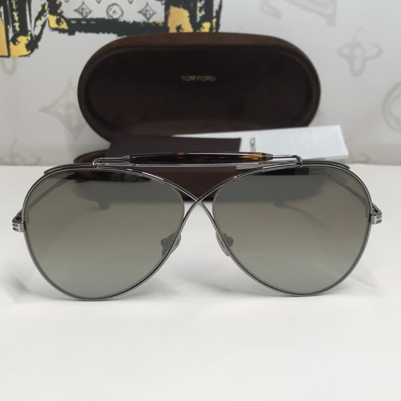 Tom Ford TF818 08G Holden Aviator Sunglasses Gunmetal Brown Gradient Mirror 60mm main image 8